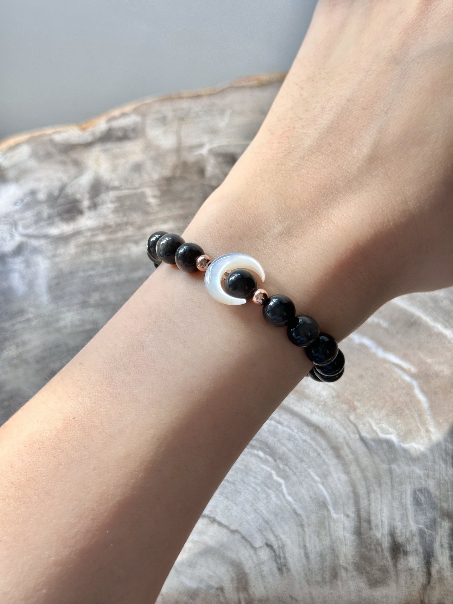 New Moon Sliver Obsidian Bracelet