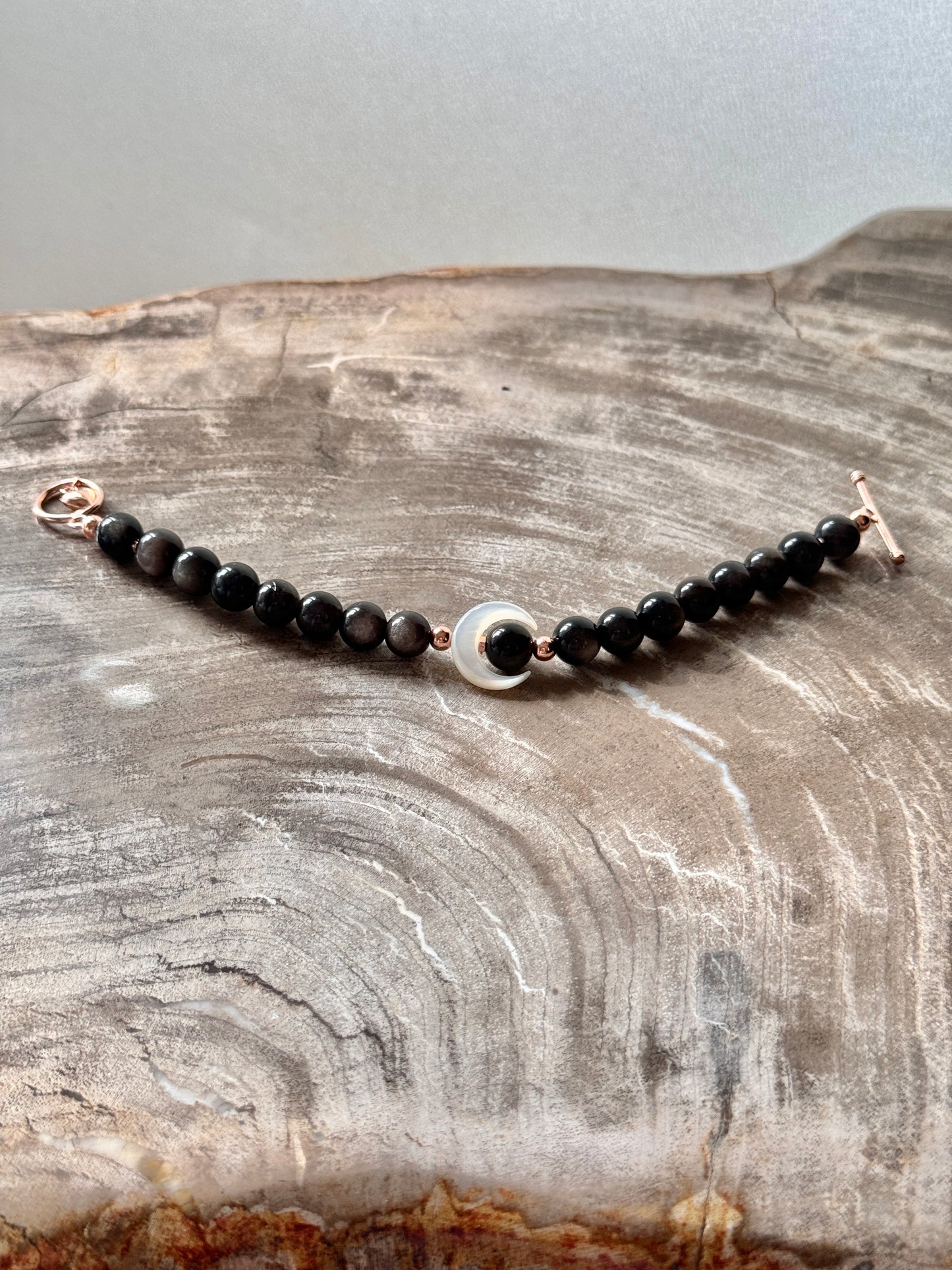 New Moon Sliver Obsidian Bracelet