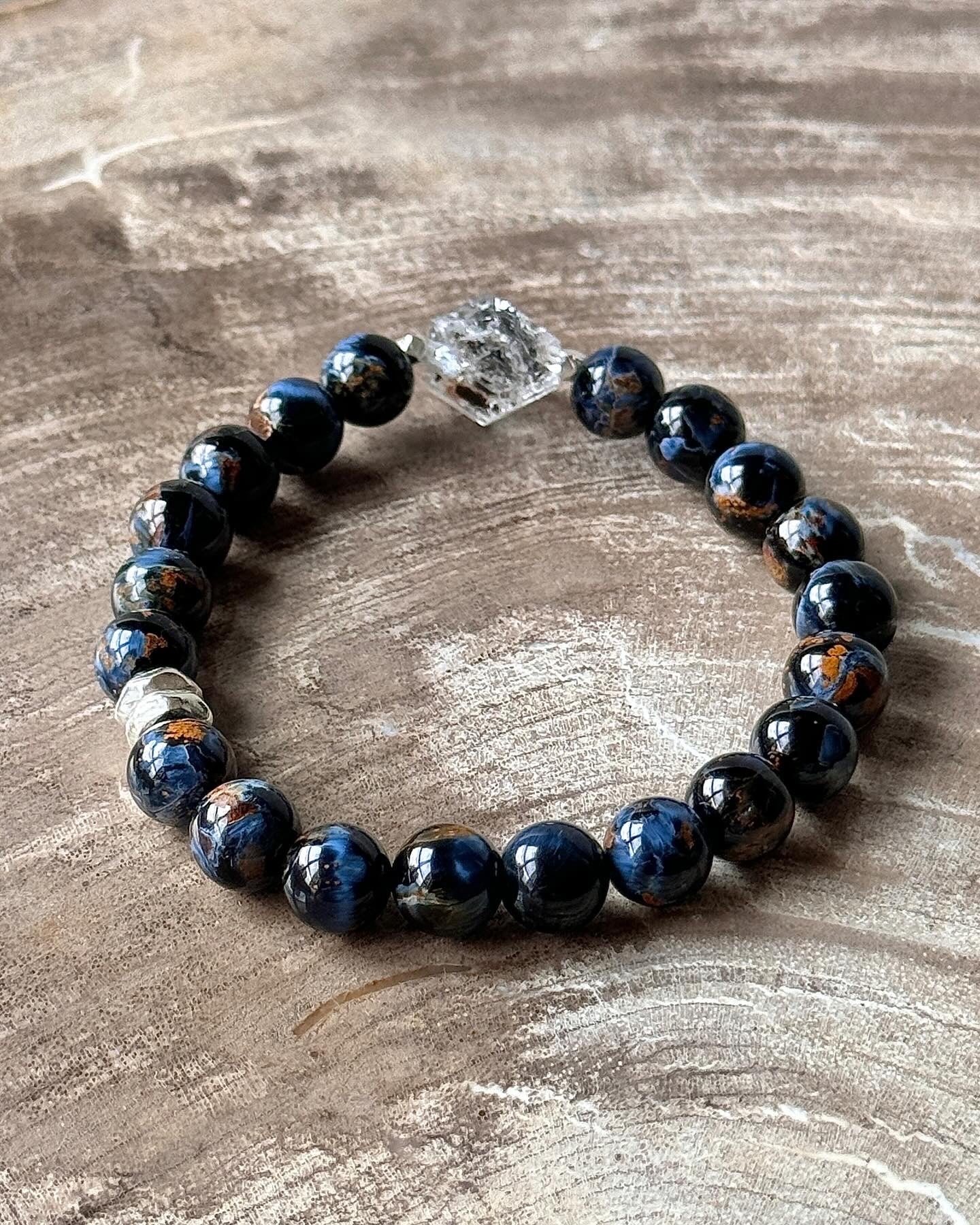 Pietersite with Herkimer Diamond Bracelet