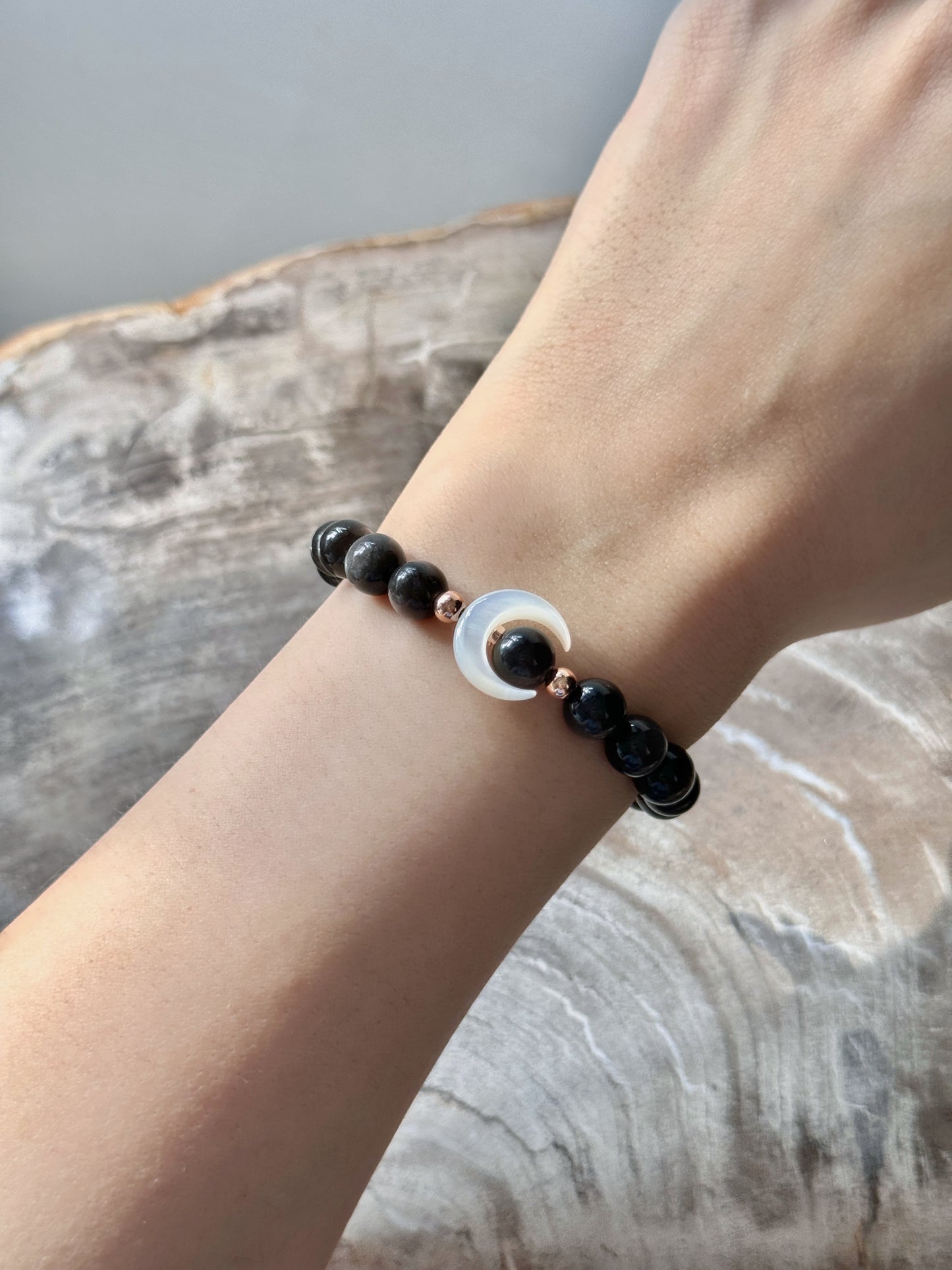 New Moon Sliver Obsidian Bracelet