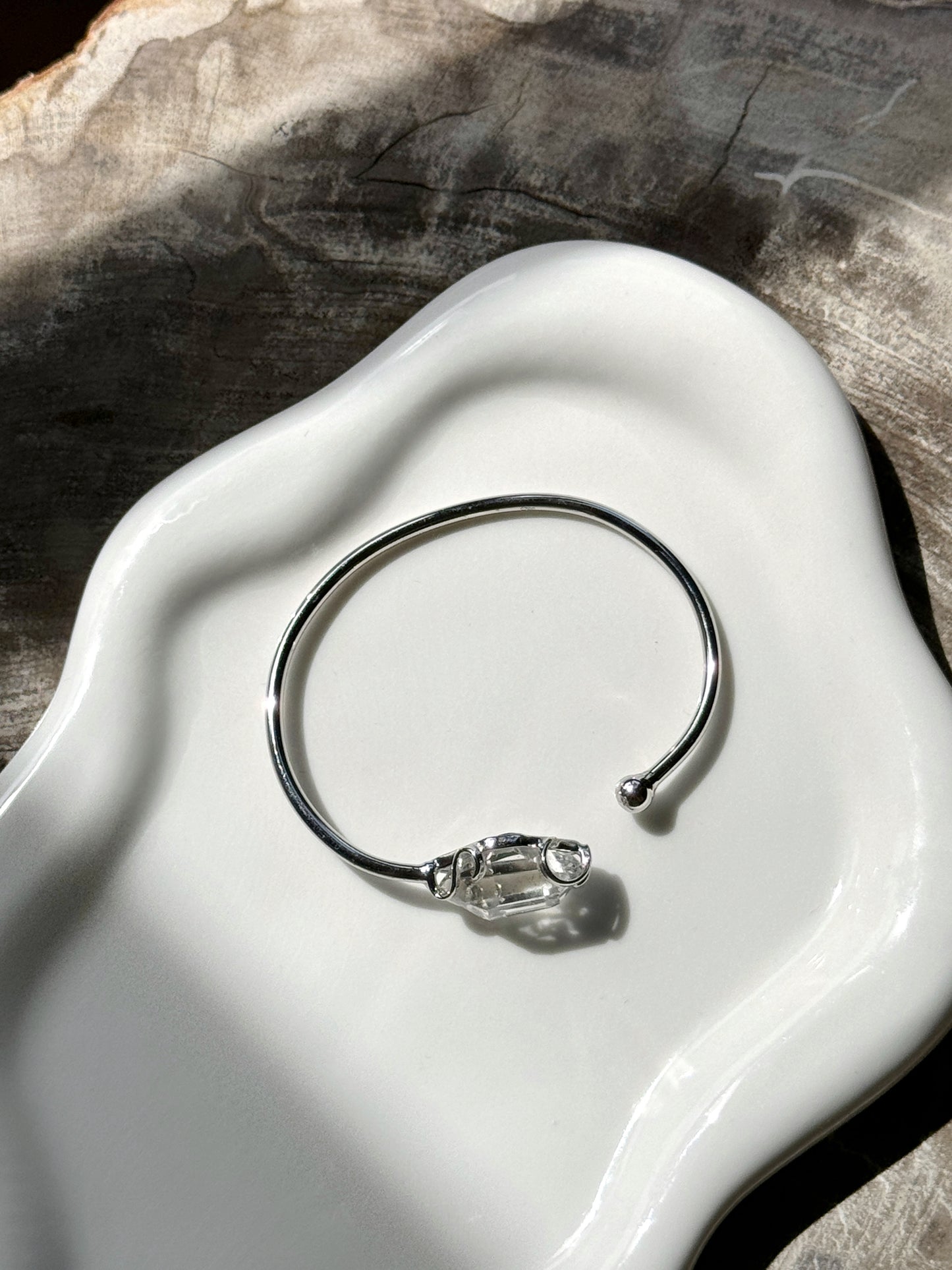 Handcrafted Herkimer Diamond Bangle