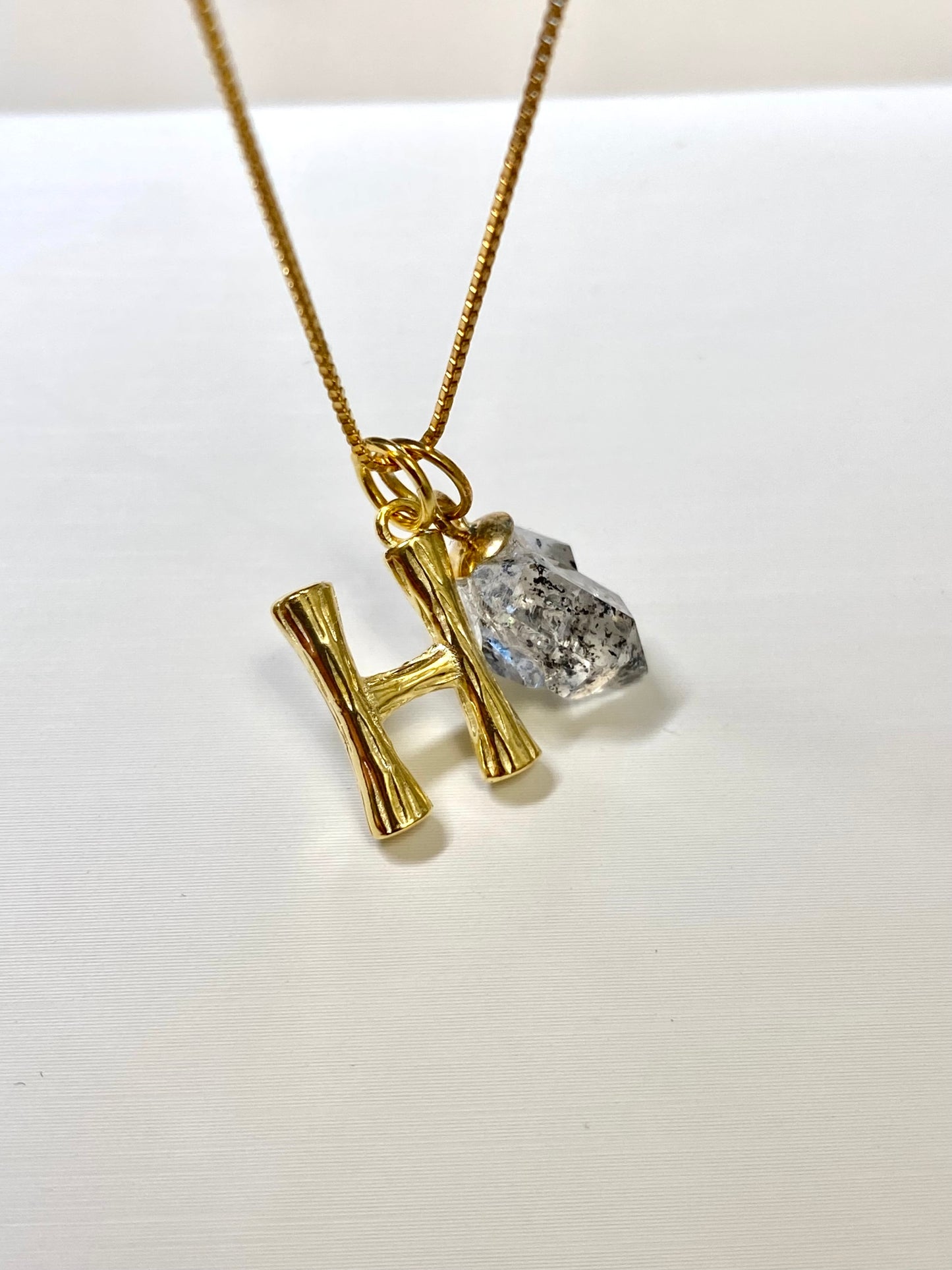 Letter Herkimer Diamond Necklace