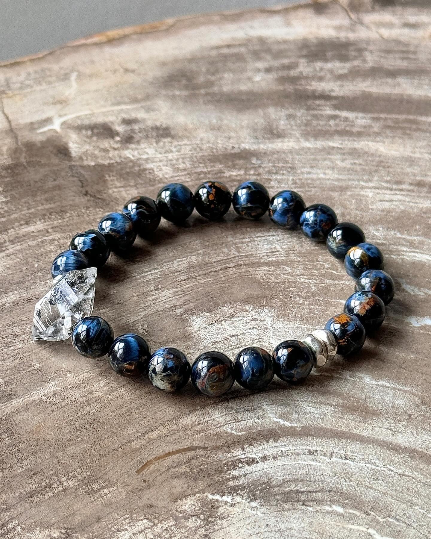 Pietersite with Herkimer Diamond Bracelet