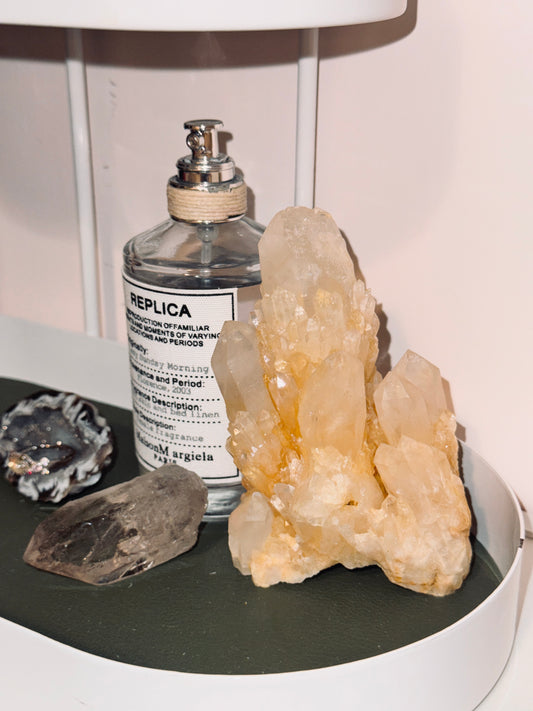 Sprouting Quartz Cluster in Tangerine