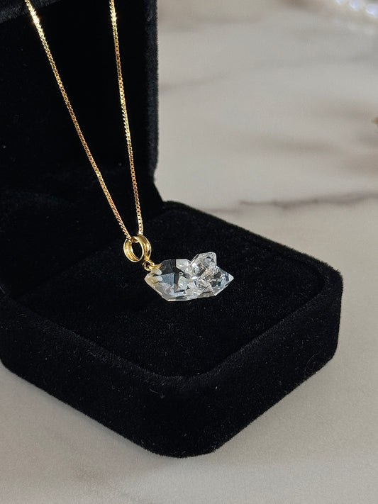 Twins Flower Herkimer Diamond Necklace