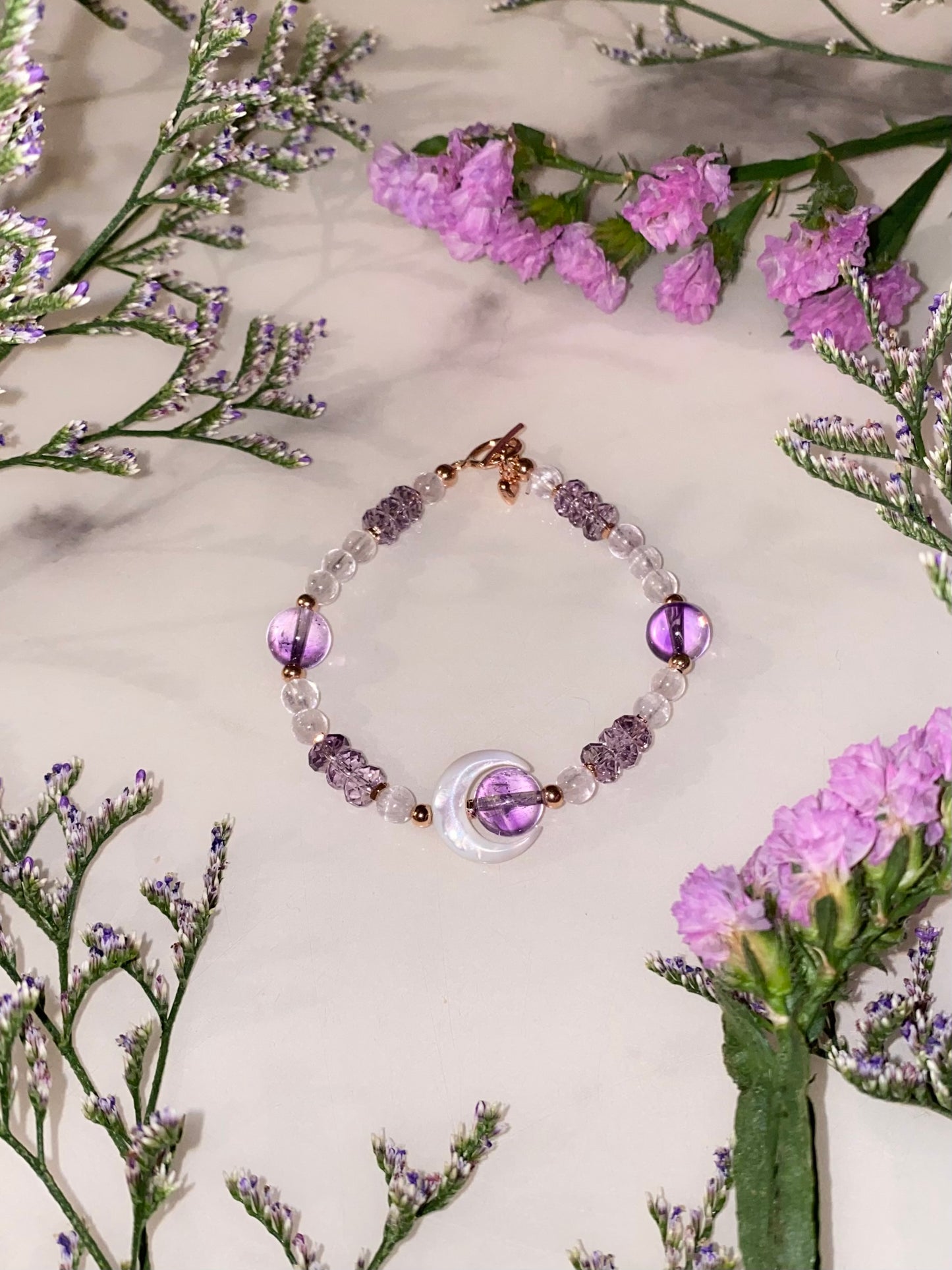 New Moon Super Seven Amethyst & Kunzite Bracelet