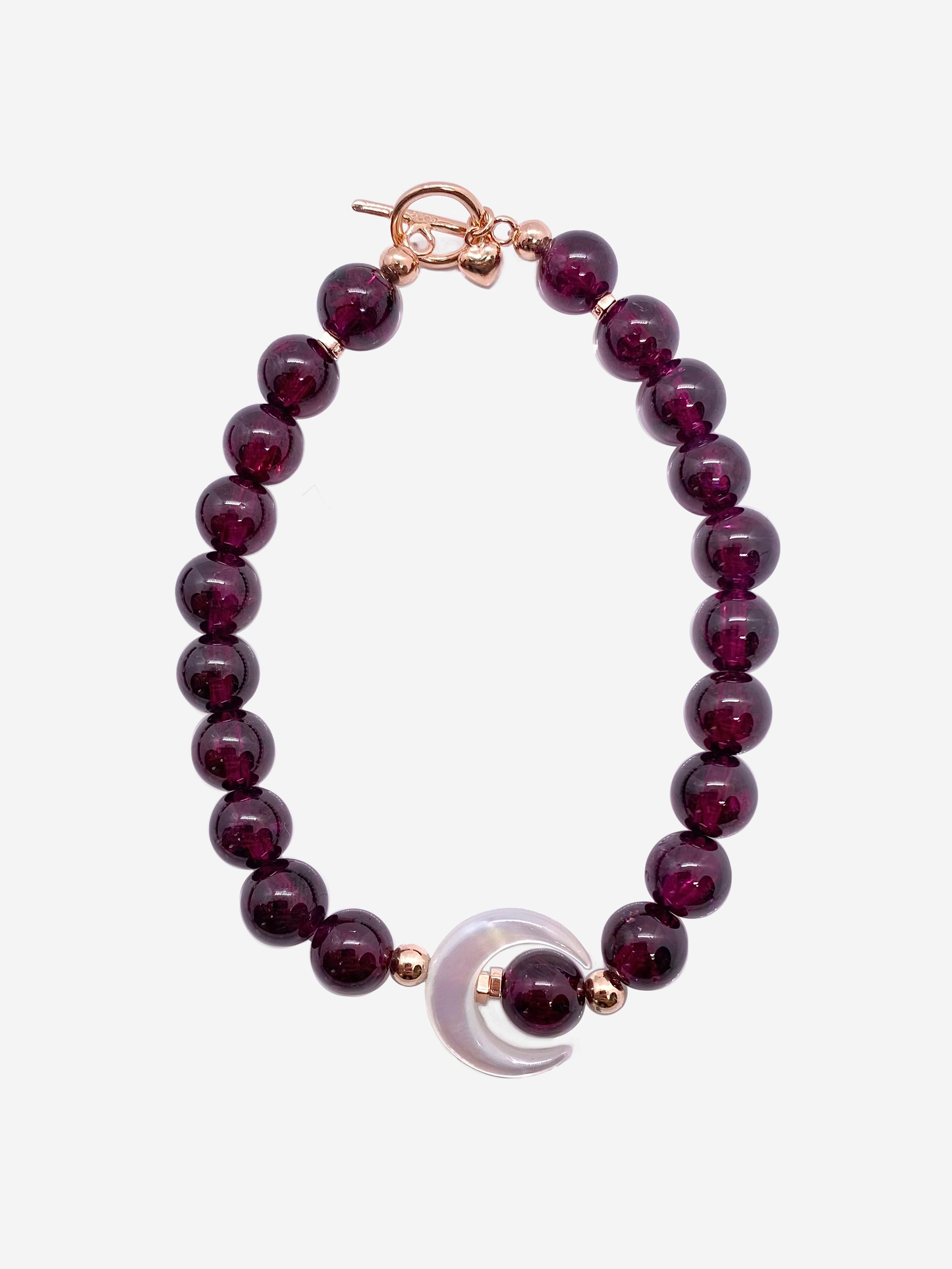 New Moon Garnet Bracelet with Mother of Pearl Moon