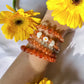 High Quality Oligoclase Sunstone with Flower Mother of Pearl Bracelet