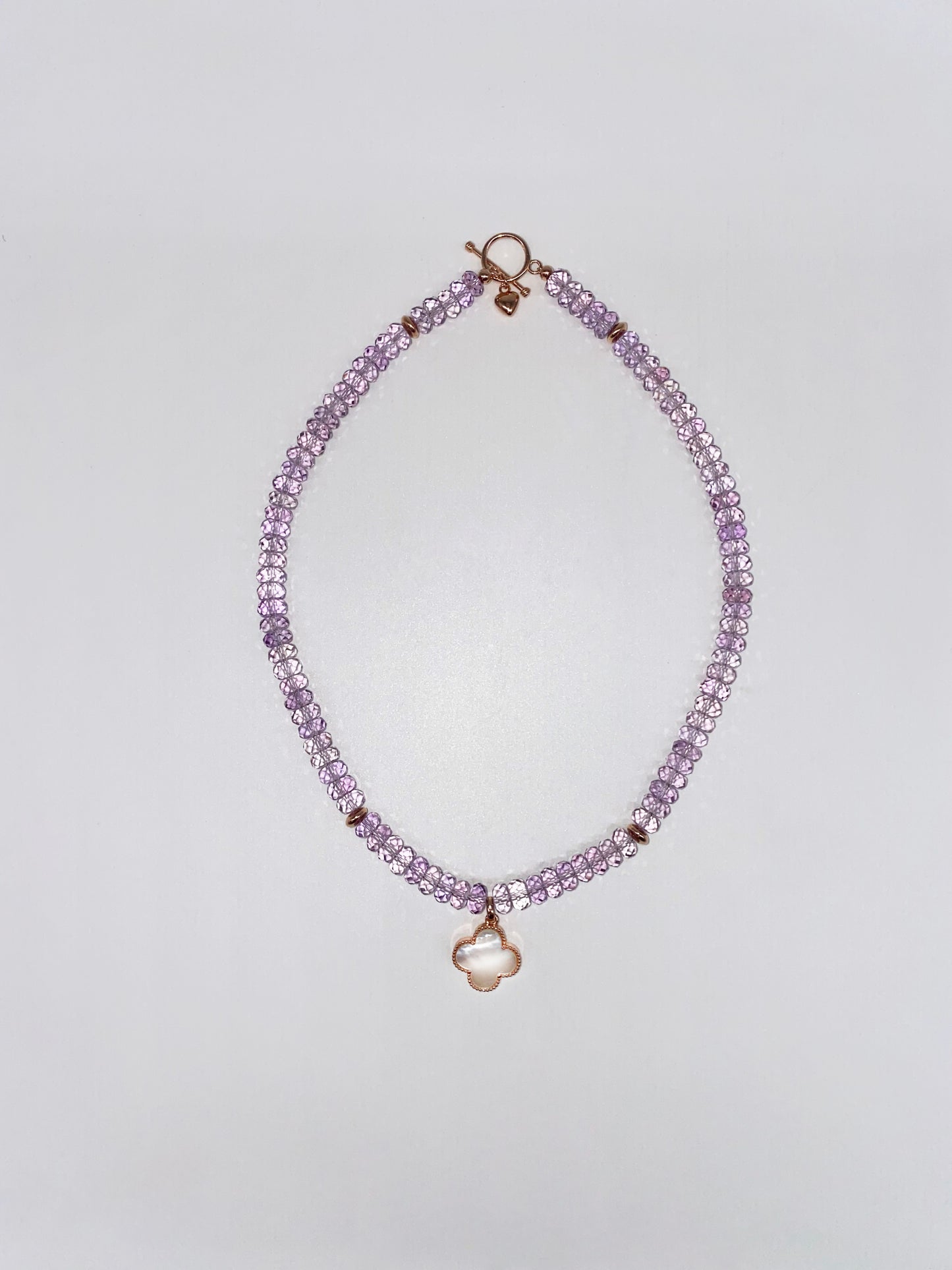 Rose Amethyst Necklaces with Mother of Pearl Pendant