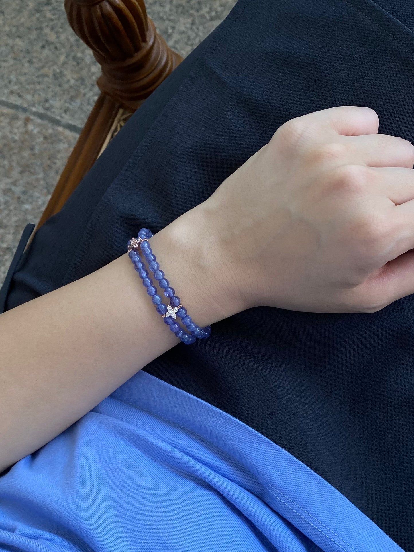 Precious High Quality Double Layer Tanzanite Bracelet