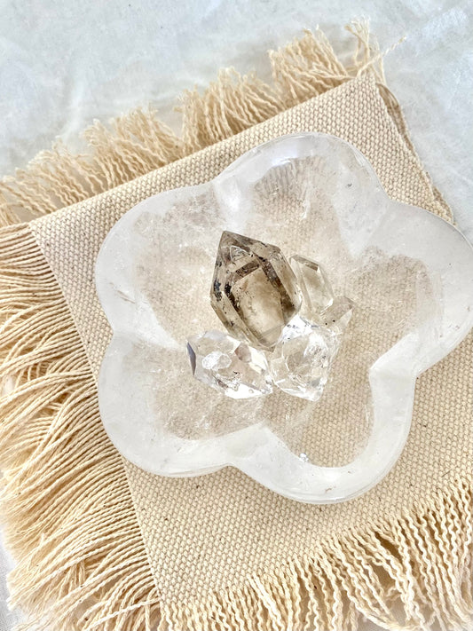 Purifying Crystal Set - Clear Quartz Bowl with Herkimer Diamond