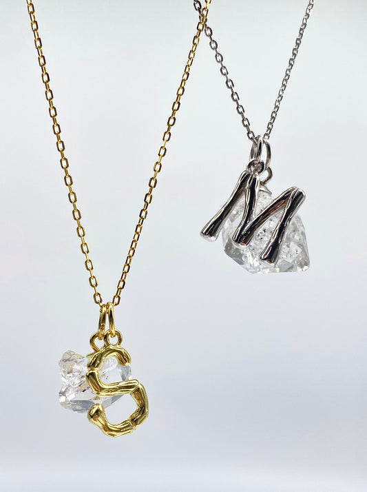 Letter Herkimer Diamond Necklace