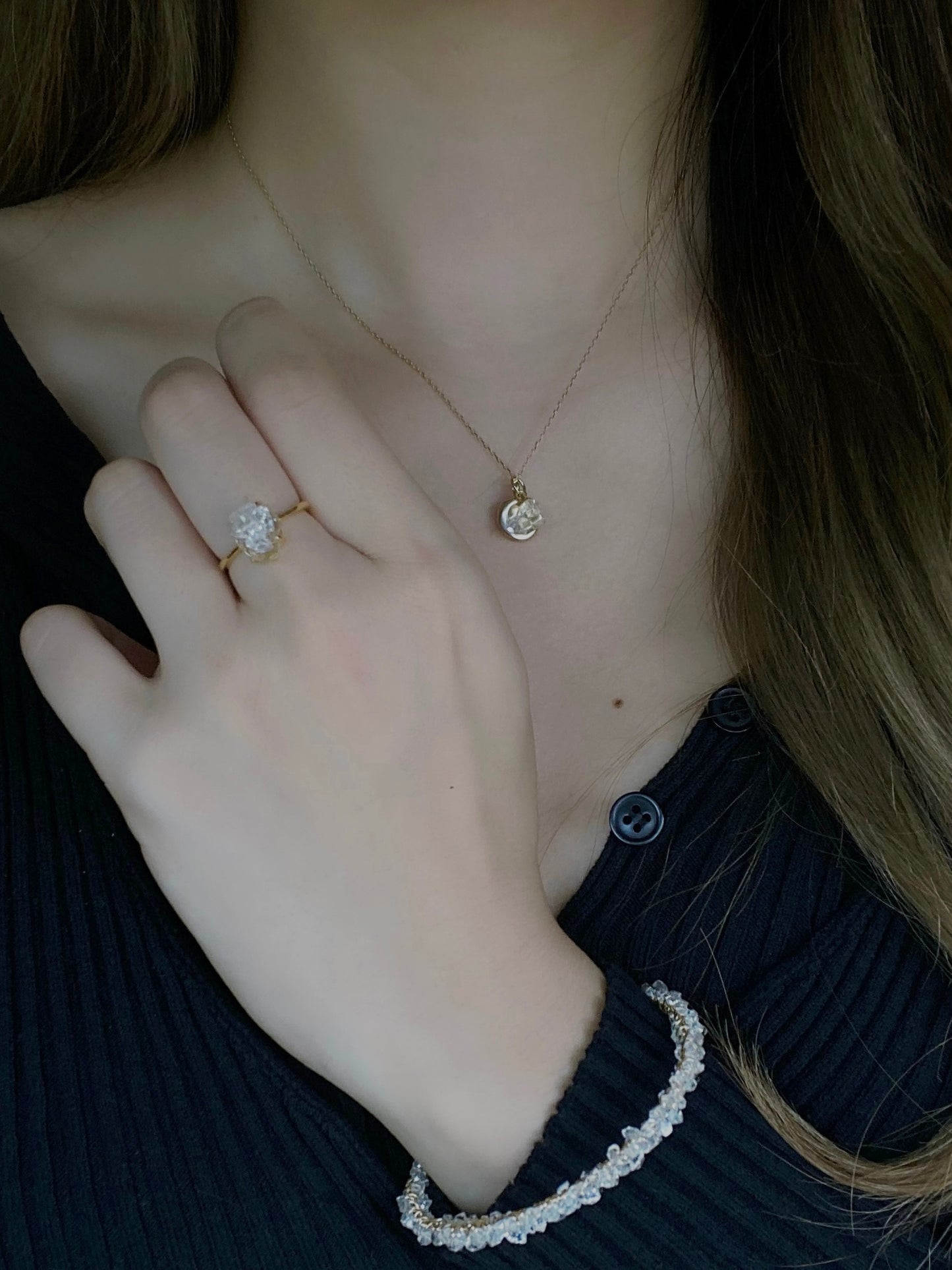 Handcrafted Herkimer Diamond Winding Paths Bangle