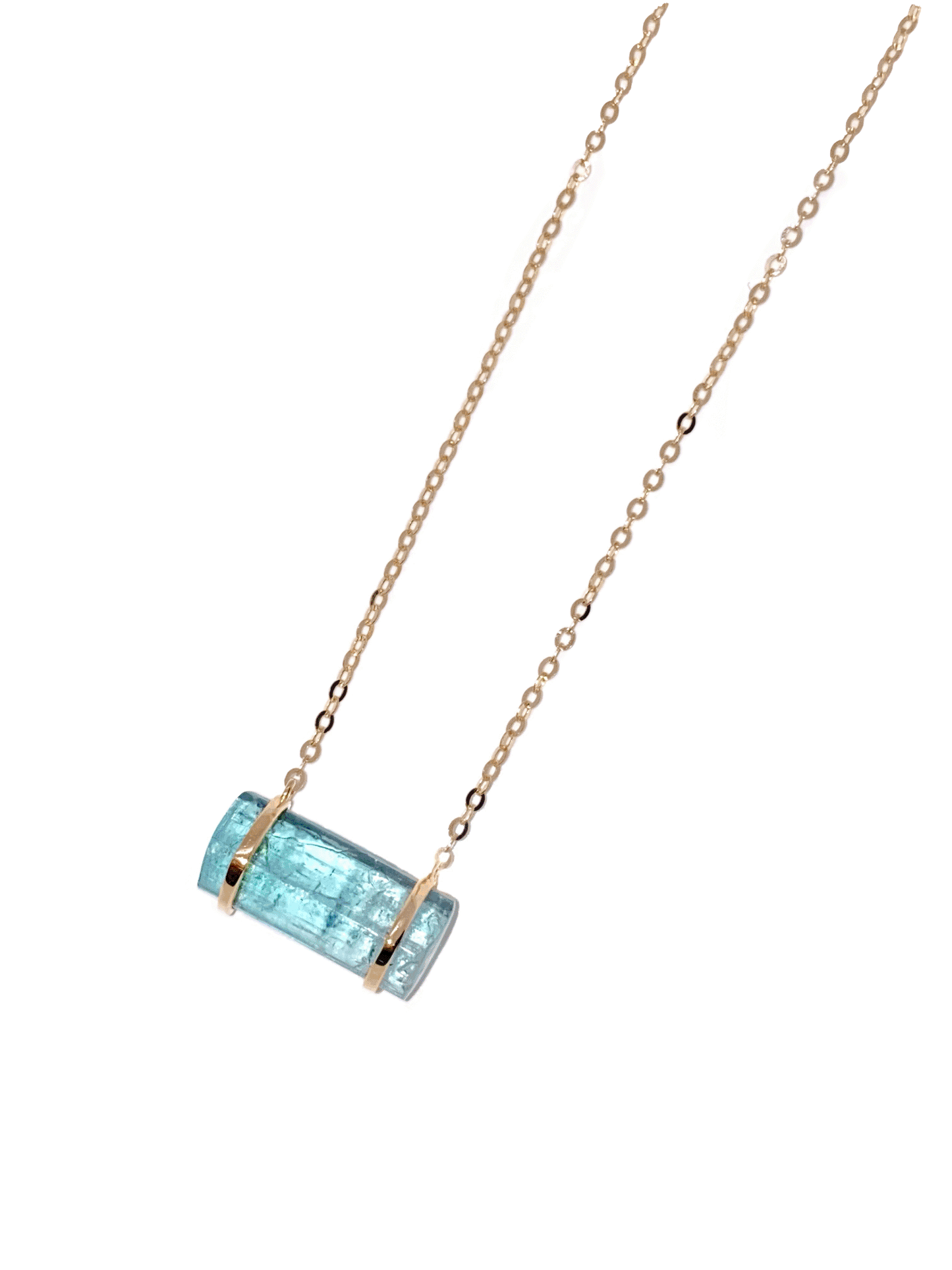 Precious Rare Paraiba Tourmaline Horizontal Gold Bar Necklace