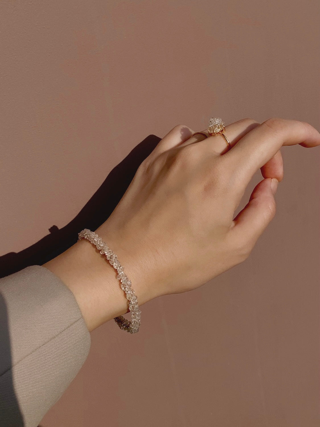 Handcrafted Herkimer Diamond Winding Paths Bangle